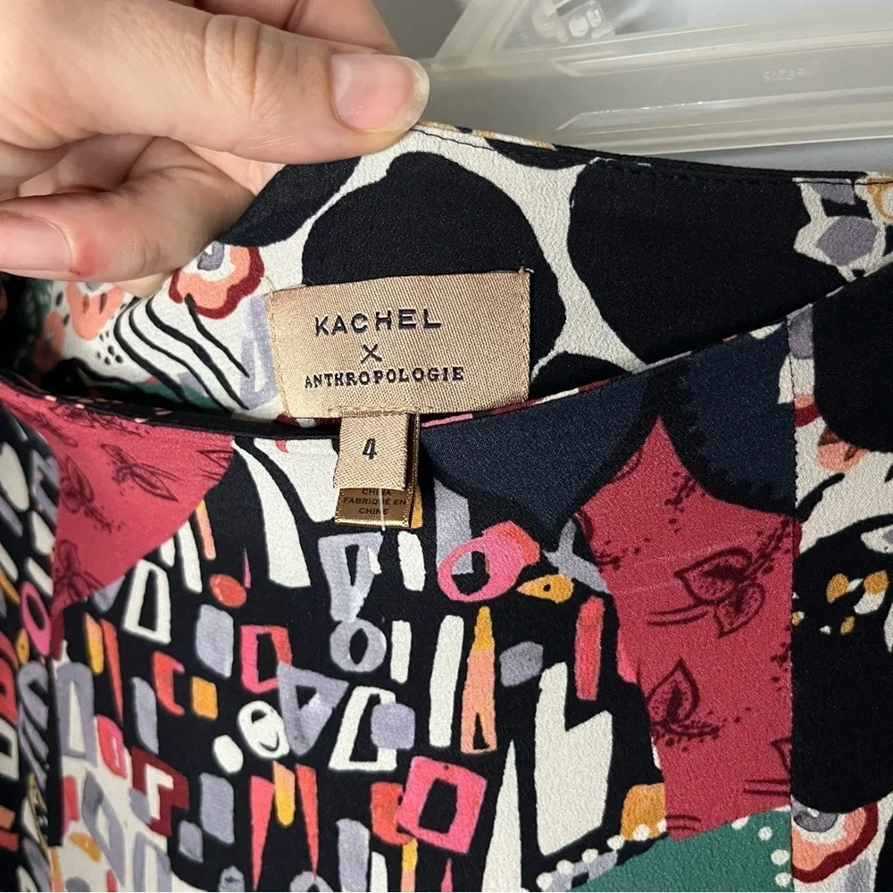 Anthropologie X Kachel Hallie Abstract Floral Midi Skirt Size 4